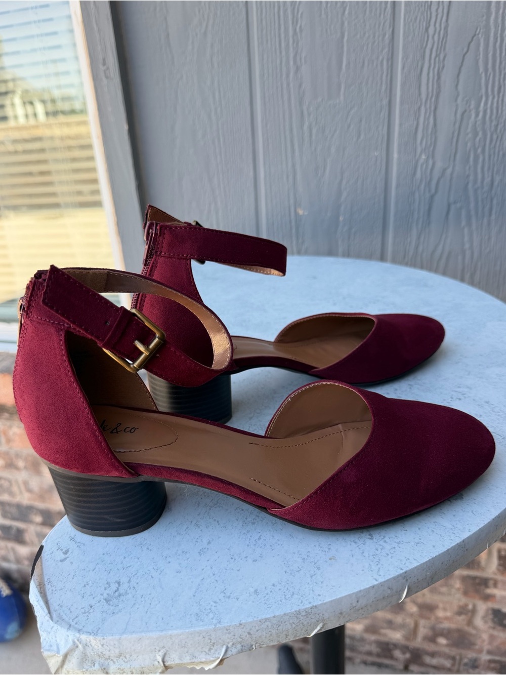 Style & Co Alinaa Burgundy Two-Piece Block Heel Dress Pumps - Picture 3 of 13